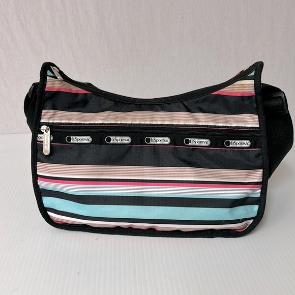 LeSportsac Classic Hobo Multi Colour Stripes Crossbody Bag - Picture 2 of 14